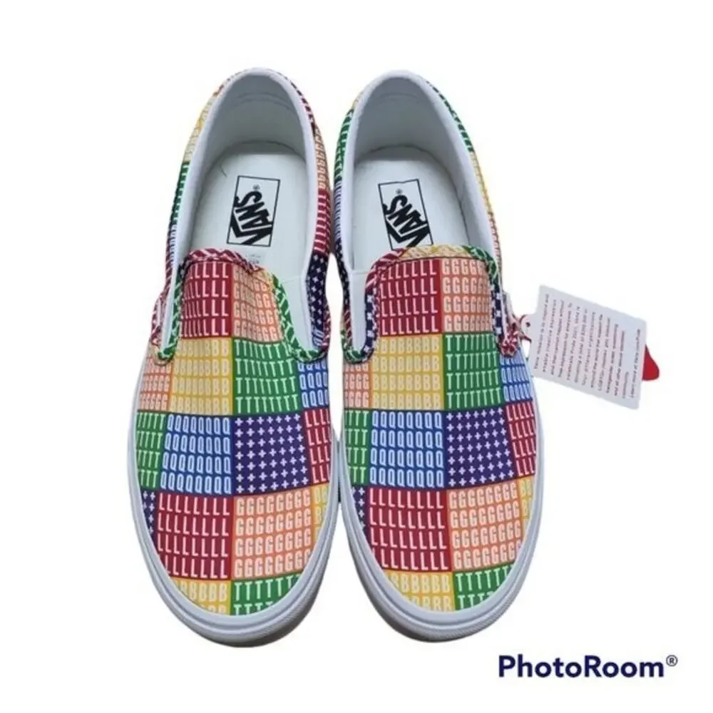 Vans Classic Slip On Pride Mens Multi color White Shoes Size 10